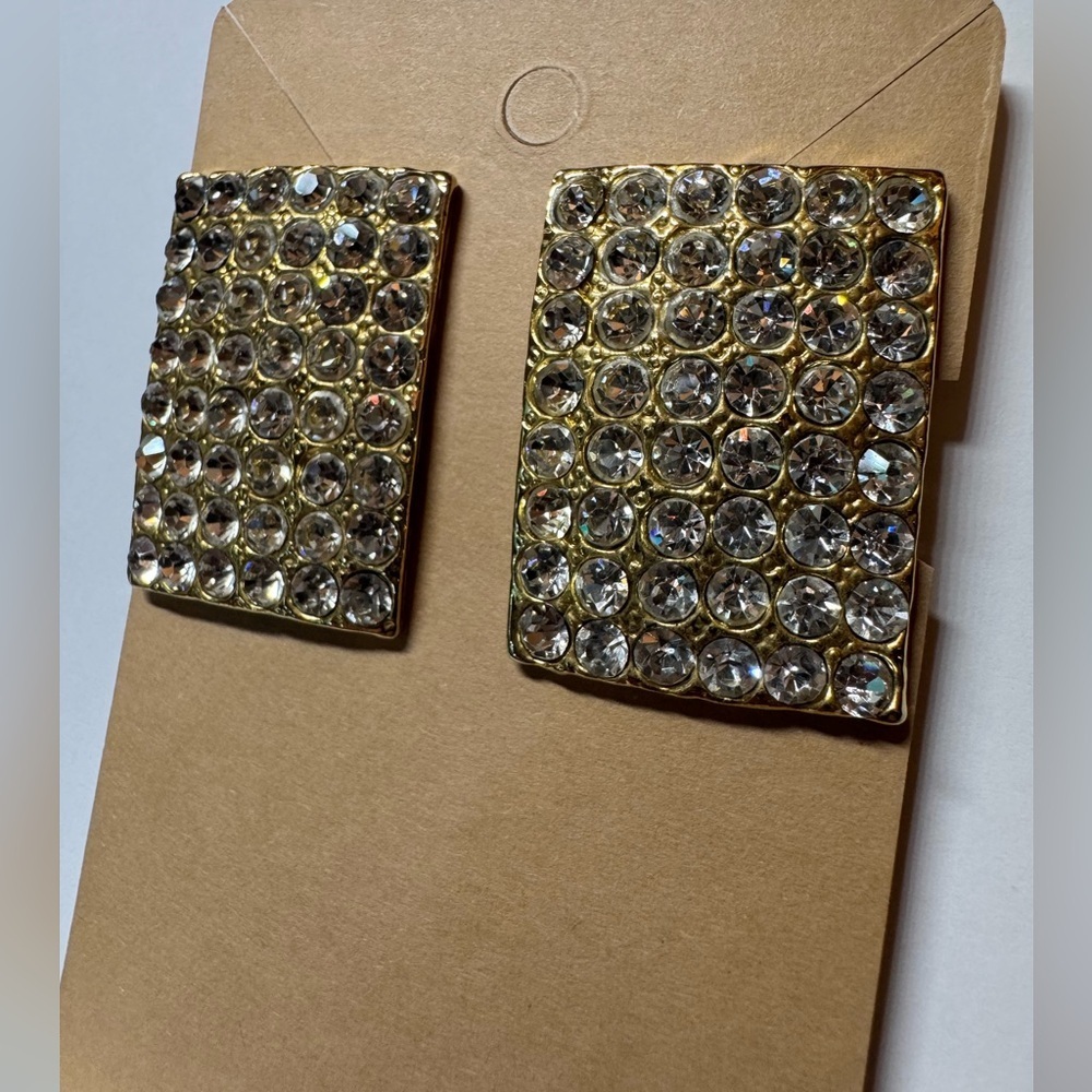 Vintage Gold Rhinestone Earrings